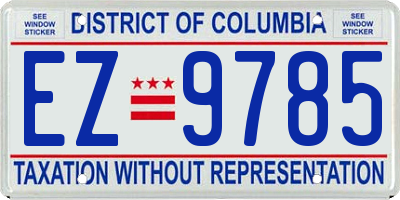 DC license plate EZ9785