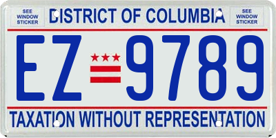 DC license plate EZ9789