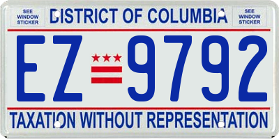 DC license plate EZ9792