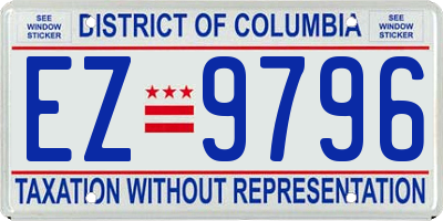 DC license plate EZ9796