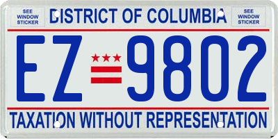 DC license plate EZ9802