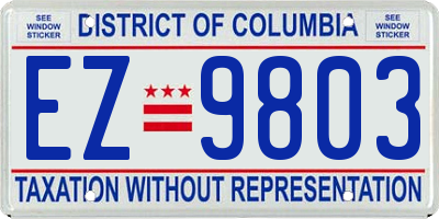 DC license plate EZ9803