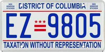 DC license plate EZ9805