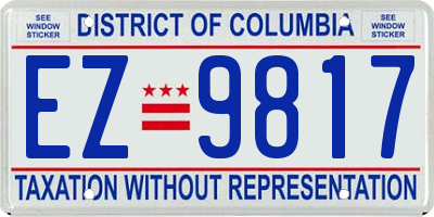 DC license plate EZ9817