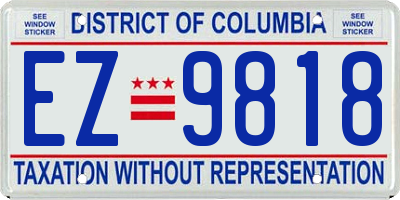 DC license plate EZ9818