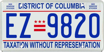 DC license plate EZ9820