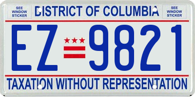 DC license plate EZ9821