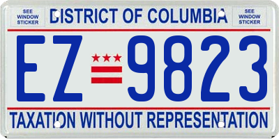 DC license plate EZ9823