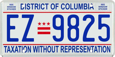 DC license plate EZ9825