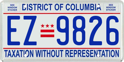 DC license plate EZ9826