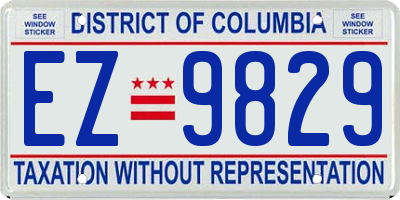 DC license plate EZ9829