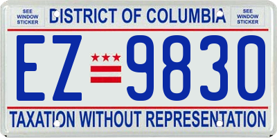 DC license plate EZ9830