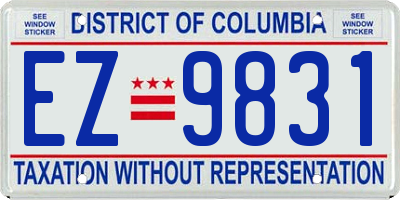 DC license plate EZ9831