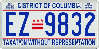 DC license plate EZ9832