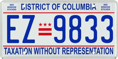 DC license plate EZ9833