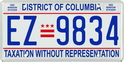 DC license plate EZ9834