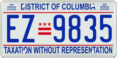 DC license plate EZ9835