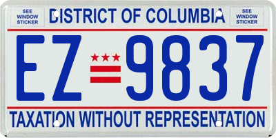 DC license plate EZ9837