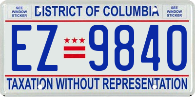 DC license plate EZ9840