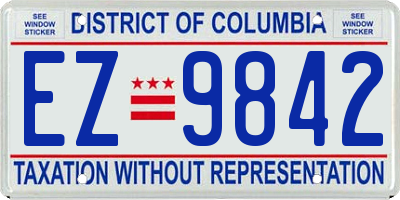 DC license plate EZ9842