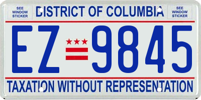 DC license plate EZ9845