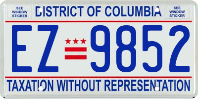 DC license plate EZ9852