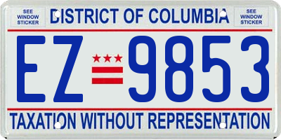 DC license plate EZ9853