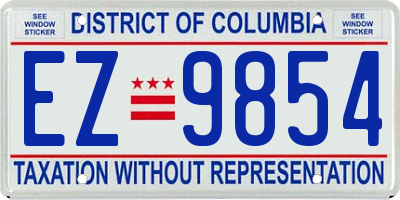 DC license plate EZ9854