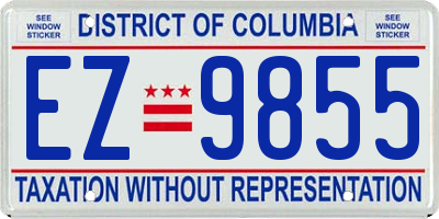 DC license plate EZ9855