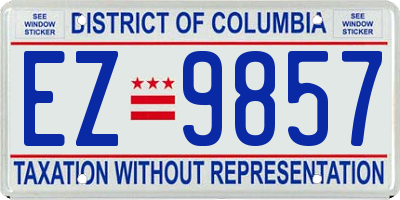 DC license plate EZ9857