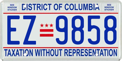 DC license plate EZ9858