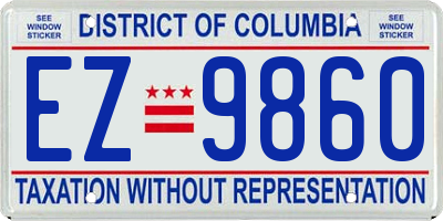 DC license plate EZ9860