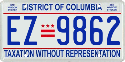 DC license plate EZ9862