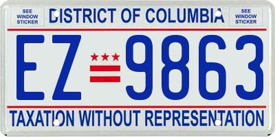 DC license plate EZ9863