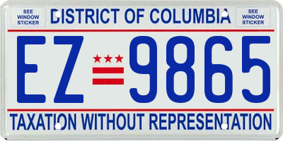 DC license plate EZ9865