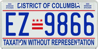 DC license plate EZ9866