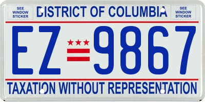 DC license plate EZ9867