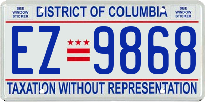 DC license plate EZ9868