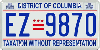 DC license plate EZ9870