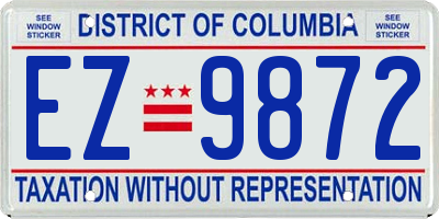 DC license plate EZ9872