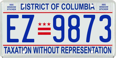 DC license plate EZ9873