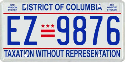 DC license plate EZ9876