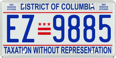 DC license plate EZ9885