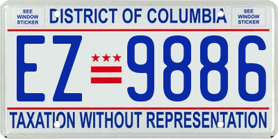 DC license plate EZ9886