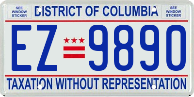 DC license plate EZ9890