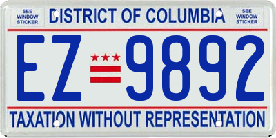 DC license plate EZ9892