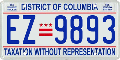 DC license plate EZ9893