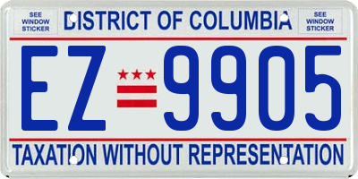 DC license plate EZ9905