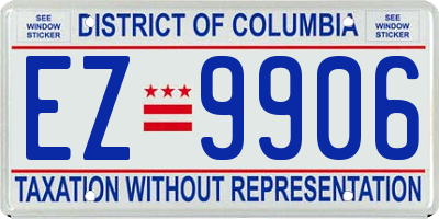 DC license plate EZ9906