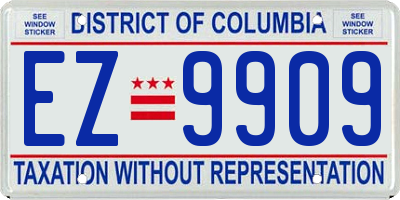 DC license plate EZ9909